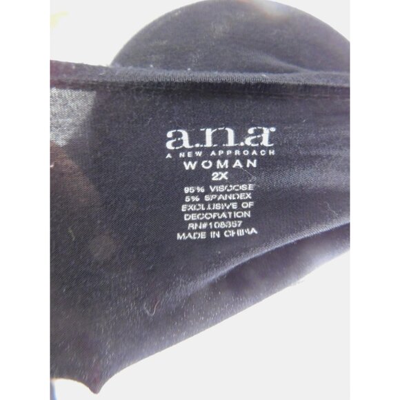 a.n.a A New Approach Cardigan Womens 2X Black Open Front Waterfall Sheer Hem - Picture 8 of 9